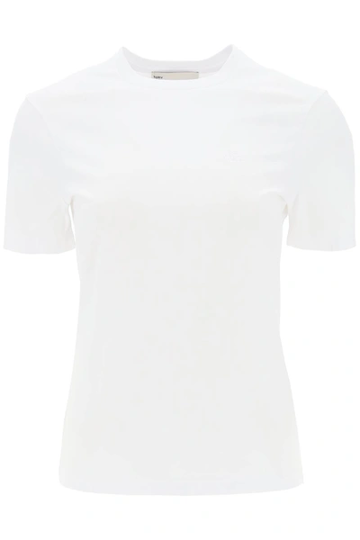 Shop Tory Burch Regular T Shirt With Embroidered Logo In White