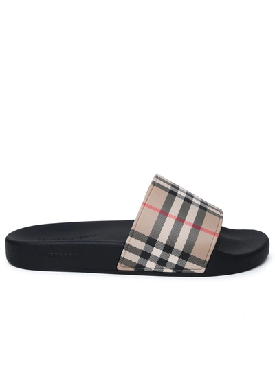 Shop Burberry Man Beige Rubber Slippers In Cream