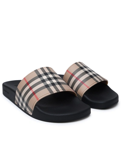 Shop Burberry Man Beige Rubber Slippers In Cream