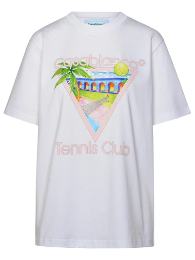 Shop Casablanca Woman  'tennis Club' White Organic Cotton T-shirt