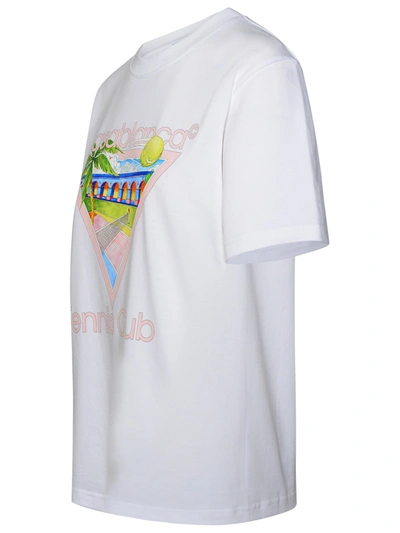 Shop Casablanca 'tennis Club' White Organic Cotton T-shirt Woman