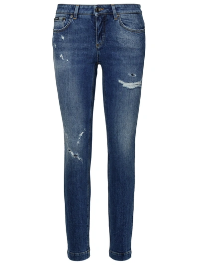 Shop Dolce & Gabbana Blue Cotton Jeans Woman
