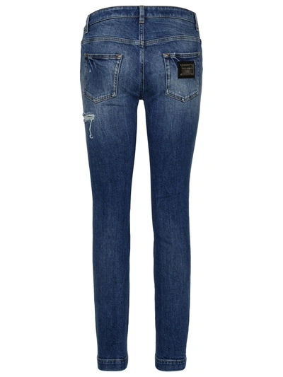 Shop Dolce & Gabbana Woman  Blue Cotton Jeans