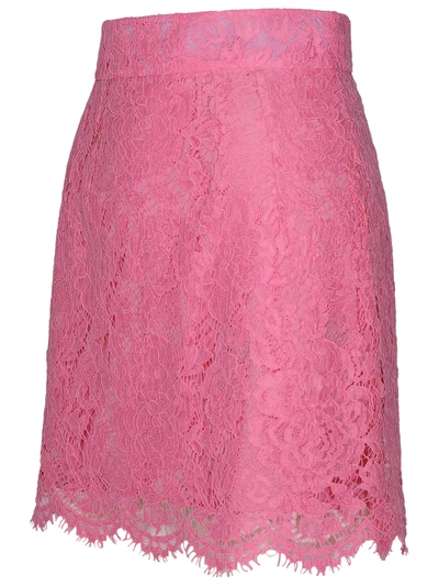 Shop Dolce & Gabbana Woman  Mini Skirt In Pink Viscose Blend