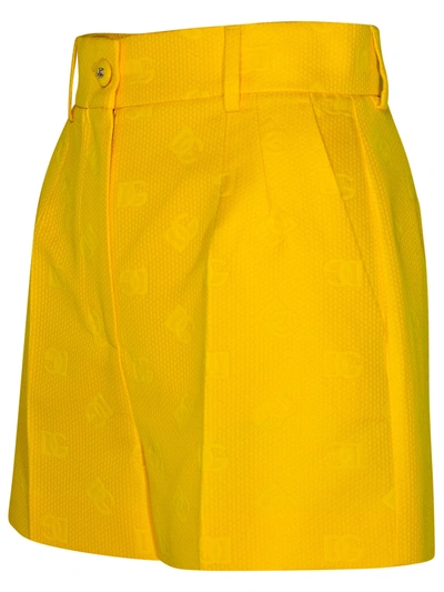 Shop Dolce & Gabbana Woman  Yellow Cotton Blend Shorts