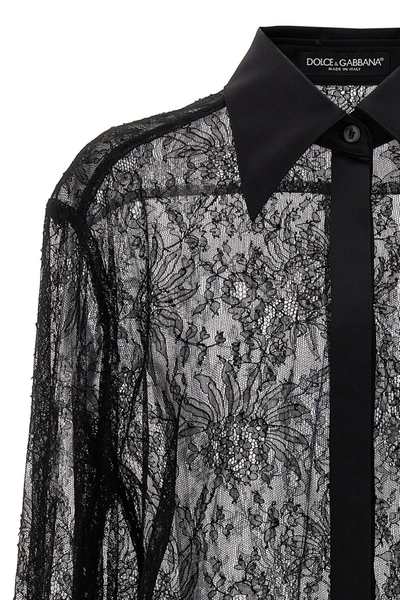Shop Dolce & Gabbana Women Chantilly Lace Shirt In Black