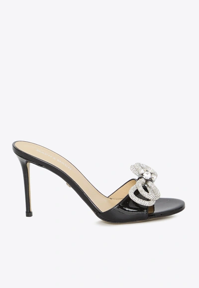 Shop Mach & Mach 95 Double Bow Mules In Satin In Black