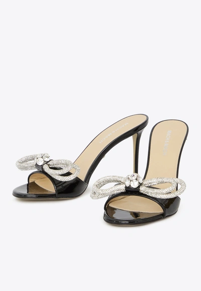 Shop Mach & Mach 95 Double Bow Mules In Satin In Black
