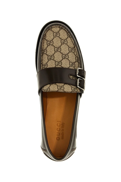 Shop Gucci Men 'gg' Buckle Loafers In Brown