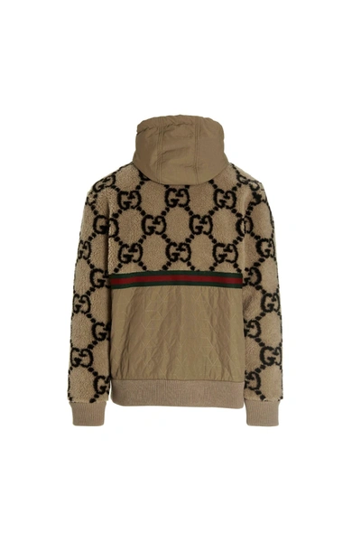 Shop Gucci Men 'gg' Jacquard Jacket In Cream