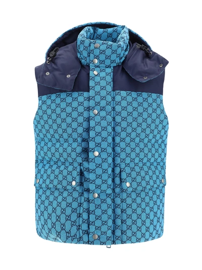 Shop Gucci Men Down Vest In Multicolor