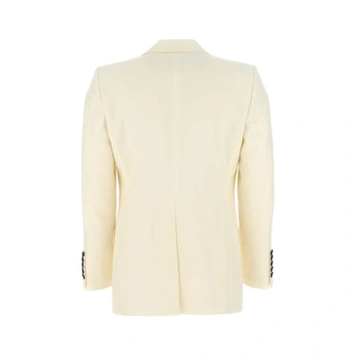 Shop Gucci Men Ivory Wool Blend Blazer In White