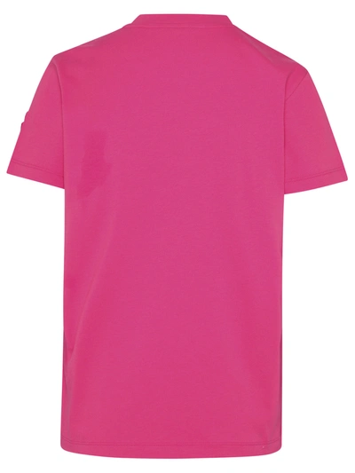 Shop Moncler Woman  Fuchsia Cotton T-shirt In Multicolor