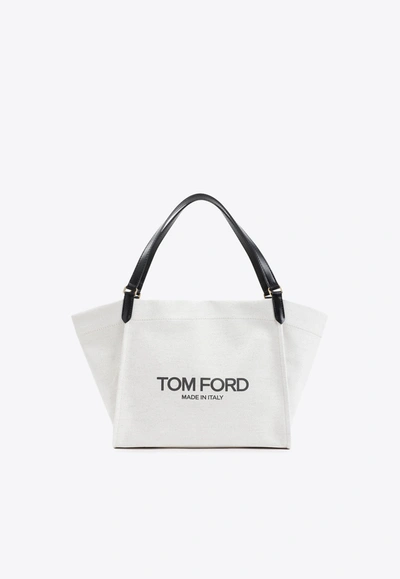Shop Tom Ford Amalfi Canvas Tote Bag In Neutral