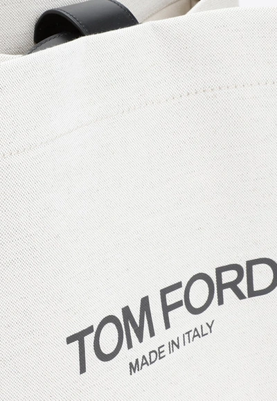 Shop Tom Ford Amalfi Canvas Tote Bag In Neutral