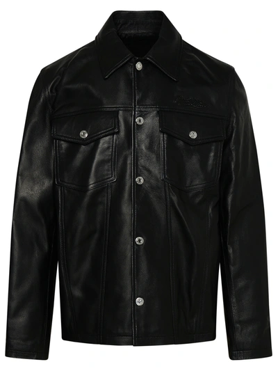 Shop Off-white Man  Black Leather Shirt
