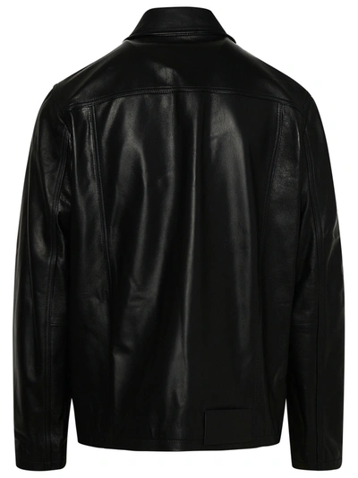 Shop Off-white Black Leather Shirt Man