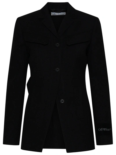 Shop Off-white Woman  Black Wool Blazer Jacket