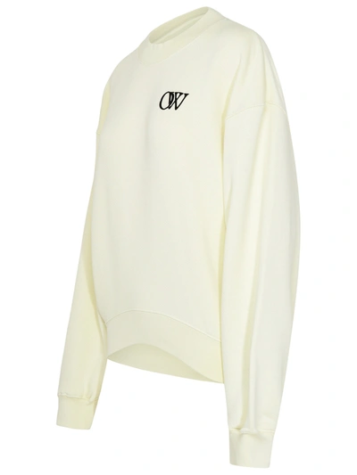 Shop Off-white Woman  Cream Cotton Sweatshirt