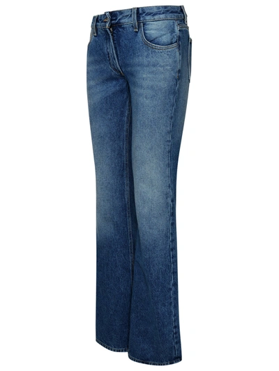 Shop Off-white Woman  Flare Blue Cotton Jeans