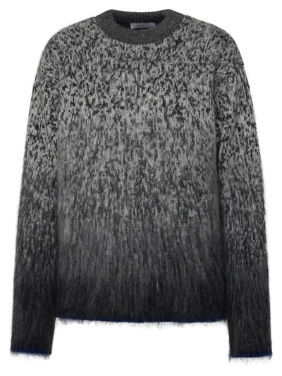 Shop Off-white Grey Mohair Fuzzy Sweater Woman In Gray