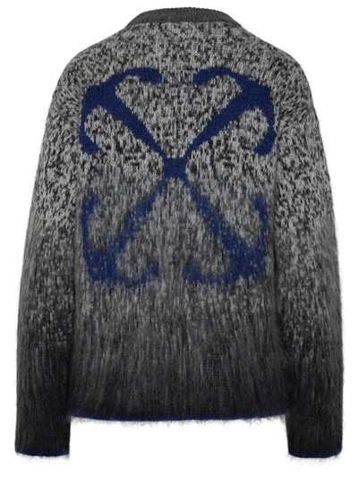 Shop Off-white Woman  Grey Mohair Fuzzy Sweater In Gray