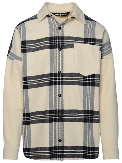 Shop Palm Angels Man  Ivory Cotton Shirt In Multicolor