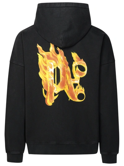 Shop Palm Angels Man  'back Burning' Black Cotton Sweatshirt