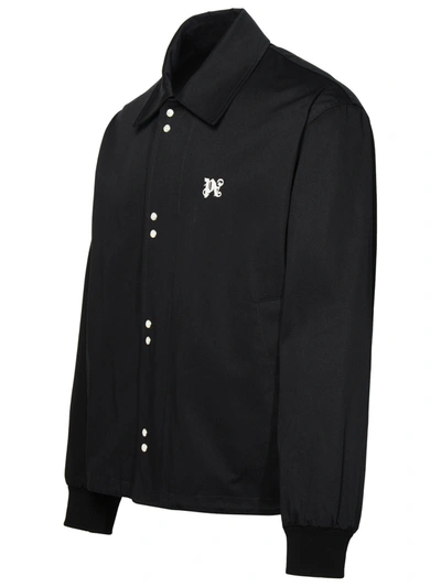 Shop Palm Angels Man  'coach' Black Cotton Jacket