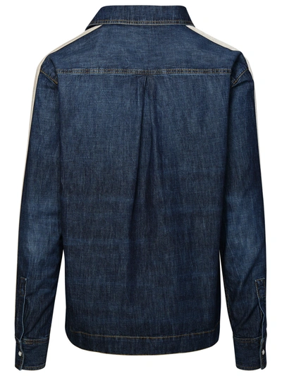 Shop Palm Angels Man  Track Jacket In Blue Cotton