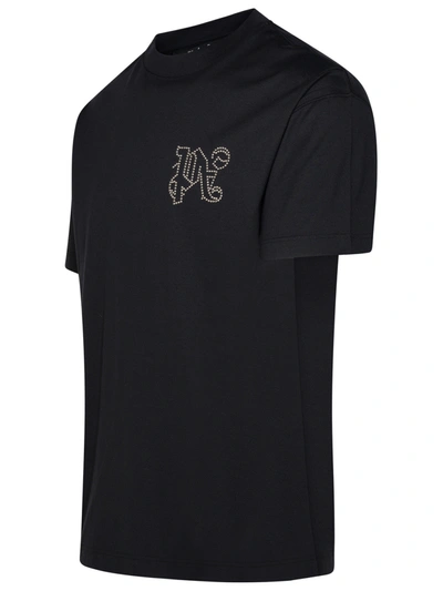 Shop Palm Angels Man  Black Cotton T-shirt