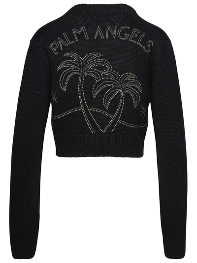 Shop Palm Angels Woman  Black Wool Blend Sweatshirt