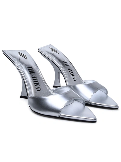 Shop Attico The  Woman The  Silver Shiny Leather Slippers
