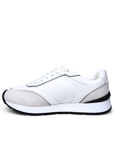 Shop Versace Man  White Leather Sneakers