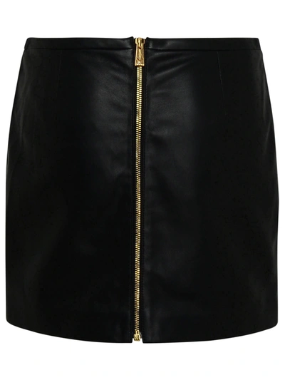 Shop Versace Woman  Black Leather Miniskirt