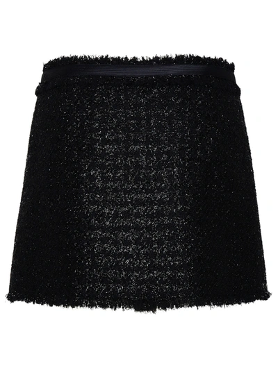 Shop Versace Black Wool Blend Miniskirt Woman