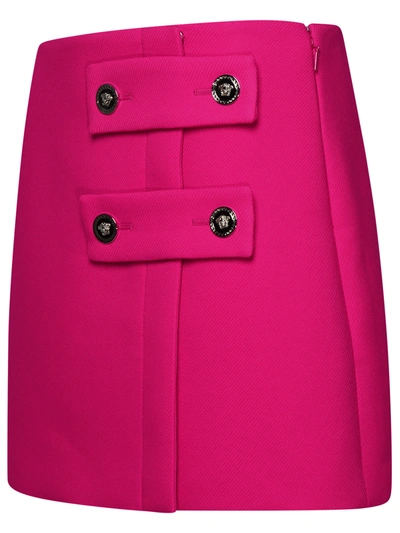 Shop Versace Fuchsia Silk Blend Miniskirt Woman In Multicolor