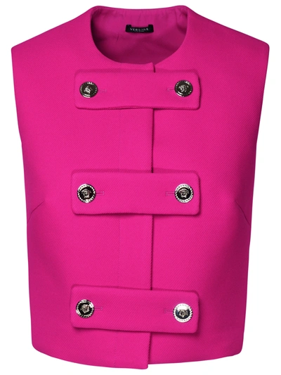 Shop Versace Woman  Fuchsia Polyester Vest In Multicolor