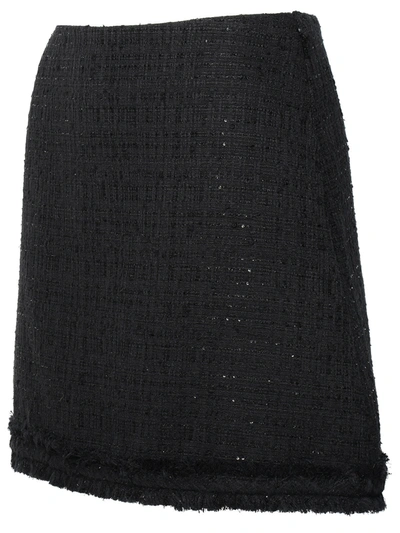 Shop Versace Black Cotton Blend Miniskirt Woman