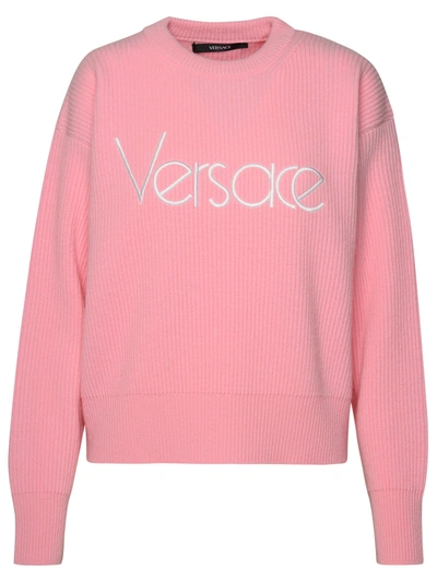 Shop Versace Woman  Pink Virgin Wool Sweater