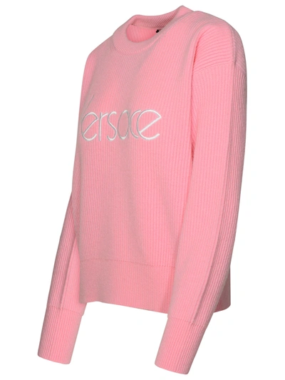 Shop Versace Pink Virgin Wool Sweater Woman