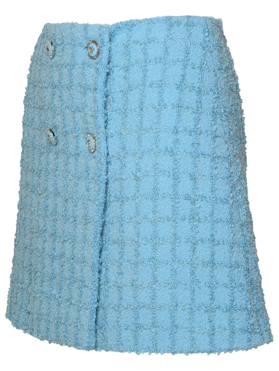 Shop Versace Woman  Skirt In Light Blue Virgin Wool Blend