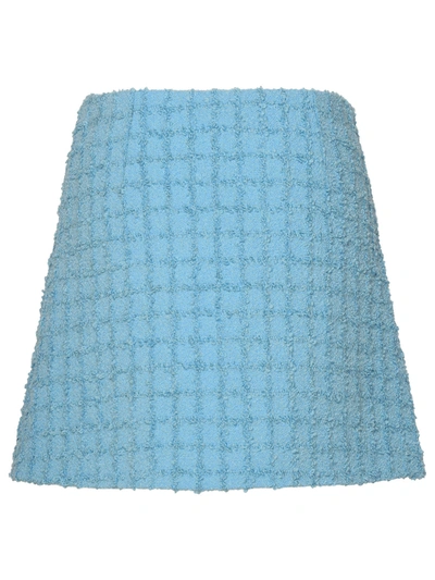 Shop Versace Skirt In Light Blue Virgin Wool Blend Woman