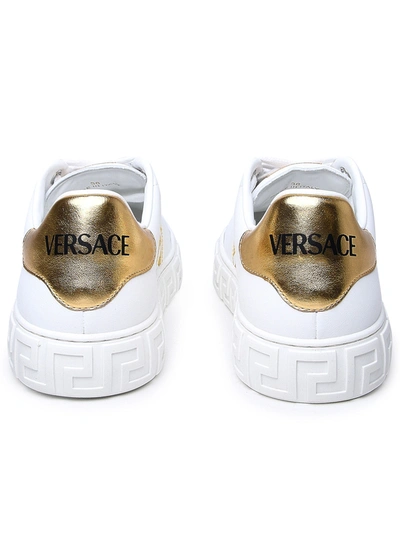 Shop Versace Woman  White Leather Sneakers