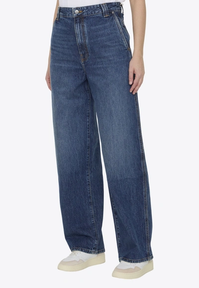 Shop Khaite Bacall Washed-out Jeans In Blue