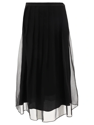 Shop Brunello Cucinelli Shiny Waistband Skirt