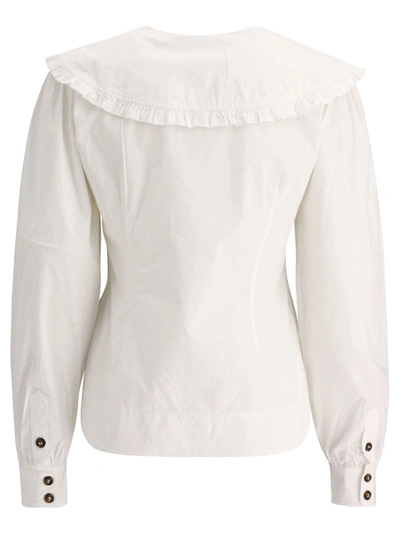 Shop Ganni Ruffled Poplin Shirt