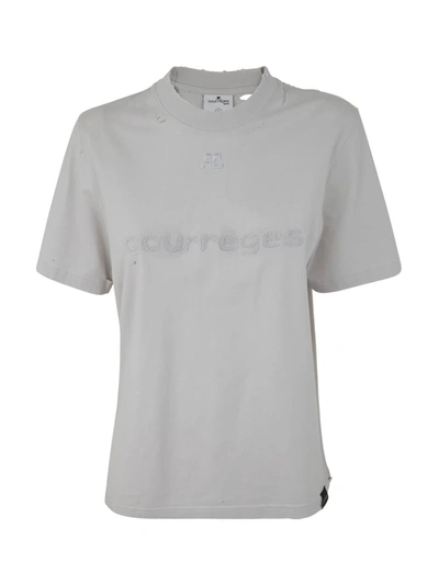 Shop Courrèges Distressed Dry Jersey T-shirt Clothing In White