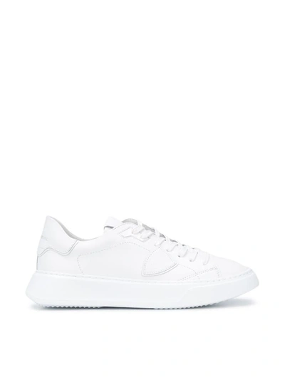 Shop Philippe Model Temple Low Sneakers Shoes In V001 Veau Blanc