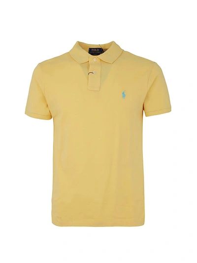 Shop Polo Ralph Lauren Sskcslim1 Short Sleeve Knit Clothing In Yellow & Orange